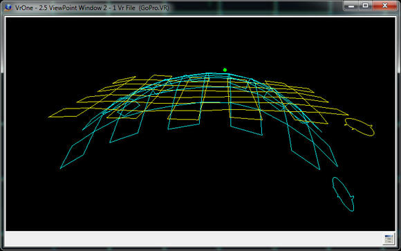 Lens distortion effects on stereo mode (blue) and the correction of the distortions  (yellow)